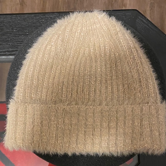 Express Tan Fuzzy Knit Hat - Picture 4 of 4